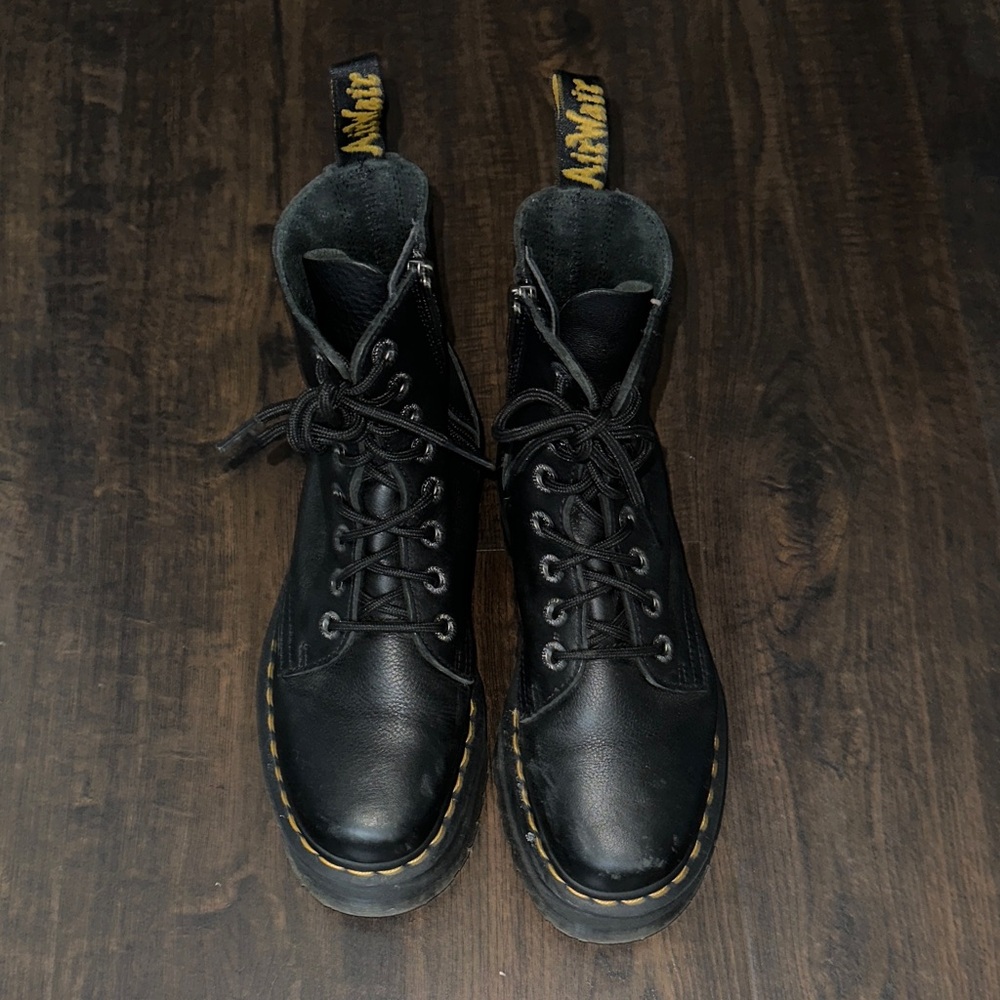 Dr. Martens Jadon Black Leather Lace-Up platform Boots
